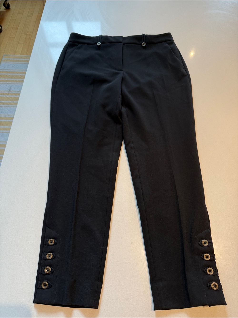 🆕 White House Black Market The Slim Ankle Button-Cuff Pants, Black, Size 10R - Picture 1 of 12